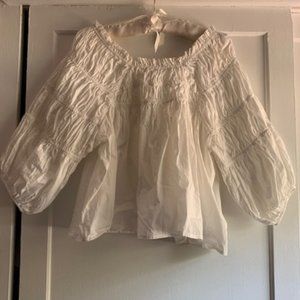 Free People Belled White Blouse Sz S NWOT